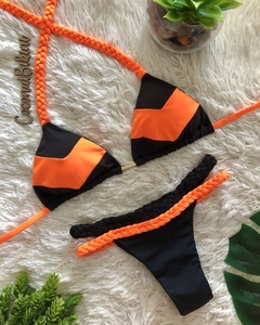 Biquíni Noronha Trançado Laranja Neon