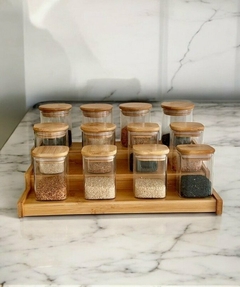 Frasco para especies vidrio y tapa de bambu x unidad