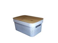 Caja multiuso de plástico y bambu