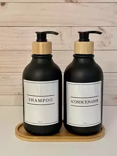 Set de dispenser con bandejita de bambu