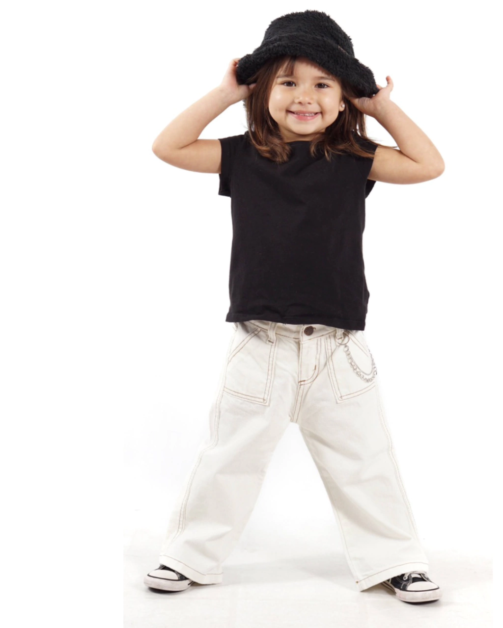 Jean wide leg blanco con Cadena ( w316 )