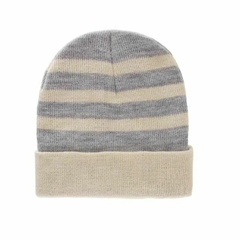 GORRO 509613 RAYADO NATURAL-GRIS