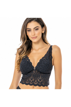 SUTIÃ M´LEV COM BOJO SEM ARO STRASS OVAL EM RENDA E TULE REF. S1218