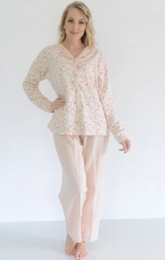 PIJAMA FEMININO MOLETINHO COM BOTÃO FLORAL CANTO INTIMO REF. 4619