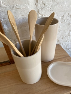 Florero Cilindro Ceramica Beige Grande - comprar online