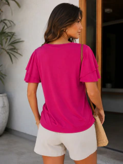 Camiseta Leve Com Manga Em Camadas - K&K FASHION