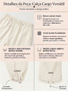 Calça Cargo Feminina com Perna Larga Bolso com Abas Cordão na Cintura na internet