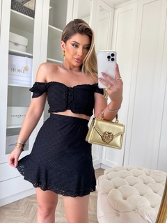 Conjunto Malha Laise Cropped e Saia - K&K FASHION