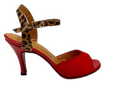 Nina Suede Red & Animal Print