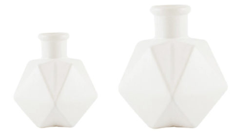 Florero de cerámica facetado grande