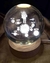 Kit Bola de Vidro Cristalino Globo com imagem 3D e Base Luminária Led em Madeira Tipo Abajur USB VÁRIOS MODELOS a escolher - Holly Variedades