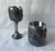 Kit taça e caneca caveira inox decoração em resina 3D halloween medieval viking