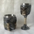 Kit taça e caneca caveira inox decoração em resina 3D halloween medieval viking - Holly Variedades