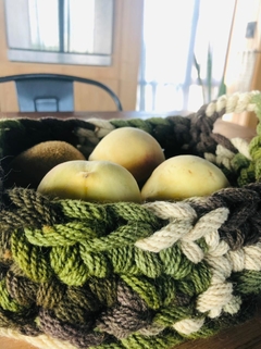 Cesta chata con manija cordón