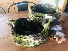 Cesta chata con manija cordón - LuisinaDadamiaStudio