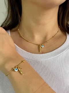 choker de bolinhas com pimenta e olho grego - comprar online