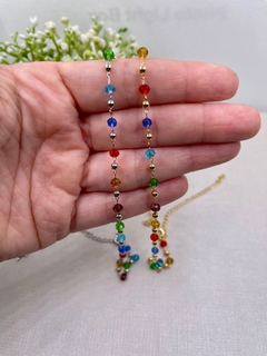Choker colorida banhada a ouro. - comprar online