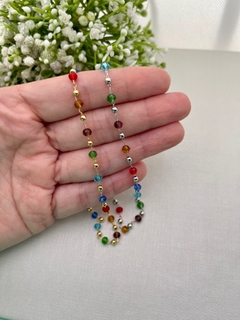 Choker colorida em ródio branco na internet