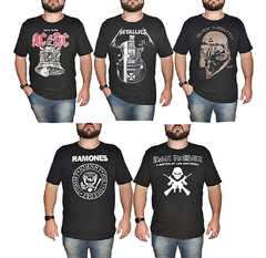 Kit Com 5 Camiseta Banda De Rock - 100% Algodão - Top - comprar online