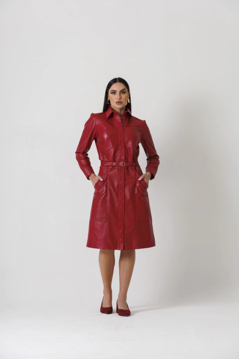 VESTIDO DE COURO MIDI LUIZA