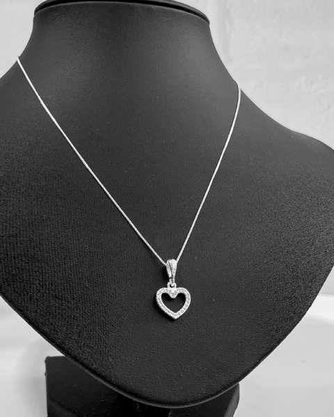 COLAR CORAÇÃO CRAVEJADO CRISTAL - 45 CM [VE.151]