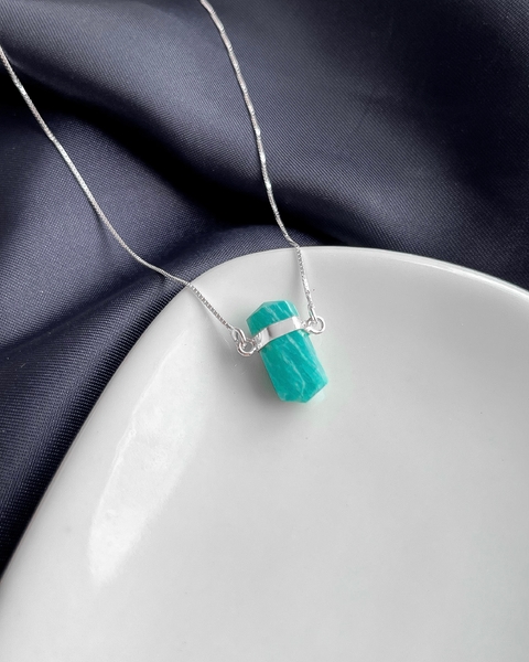 COLAR PEDRA NATURAL AMAZONITA - 45 CM [VE.174]