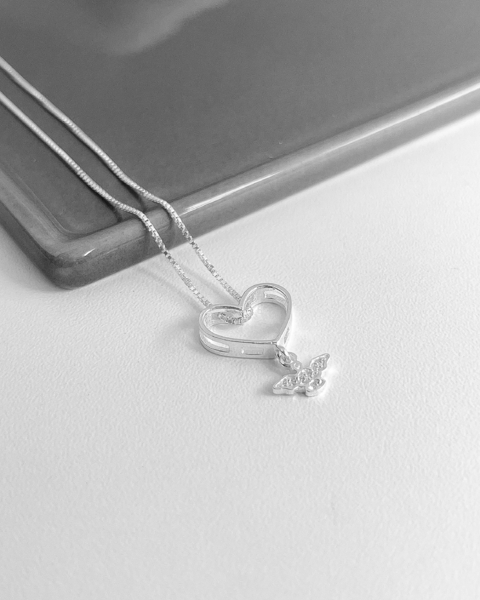 COLAR CORAÇÃO COM DIVININHO CRISTAL - 45 CM [VE.198]