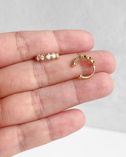 PIERCING FAKE LOSANGOS CRAVEJADO BRANCO [TAL.320]