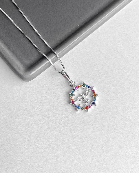 COLAR DIVINO ESPÍRITO SANTO CRAVEJADO COLORIDO - 45 CM [VE.049]