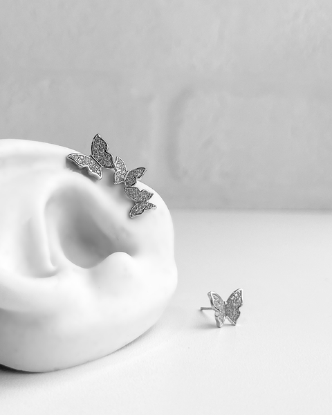 BRINCO EAR CUFF BORBOLETAS CRAVEJADAS [SX.243]