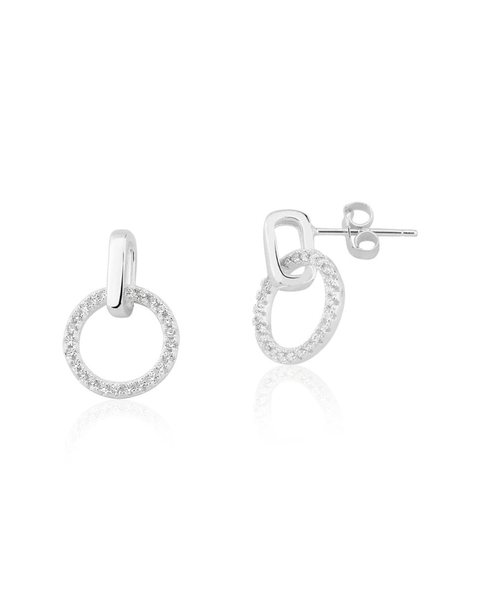 BRINCO PINGENTE CIRCLE CRAVEJADO PAVÊ CRISTAL [BQ.065]