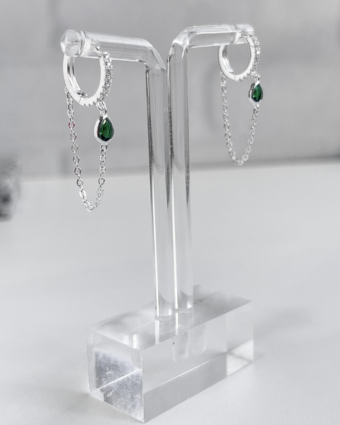 ARGOLA CLICK FIO DE ELOS COM GOTA VERDE - 14 MM [BQ.095]