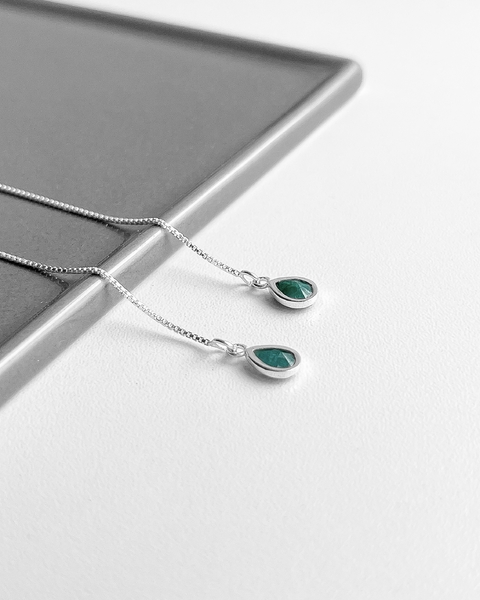 BRINCO FIO PEDRA GOTA QUARTZO VERDE [BQ.101]