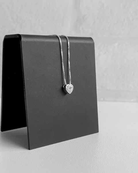 COLAR CÁPSULA CORAÇÃO CRISTAL - 45 CM [BQ.087]