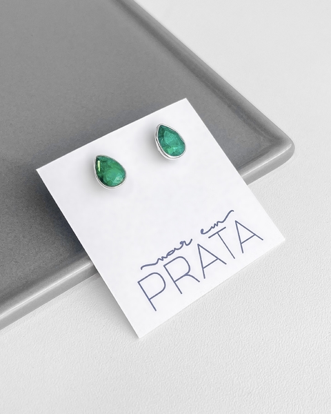 BRINCO PEDRA NATURAL GOTA QUARTZO VERDE [BQ.055]