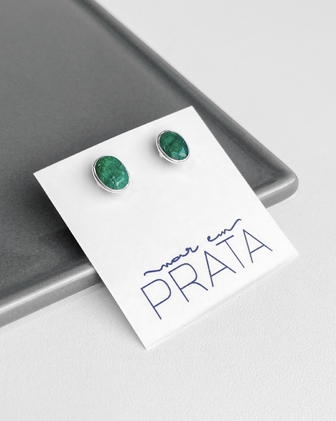 BRINCO PEDRA NATURAL OVAL QUARTZO VERDE [BQ.054]