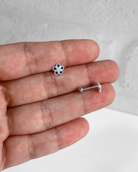 PIERCING FLOR AZUL MARINHO - FURO PINO [VE.226]