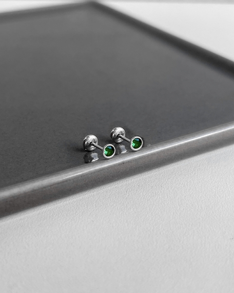 BRINCO SOUL VERDE EMBUTIDO TARRAXA BABY - 3 MM [BQ.063]