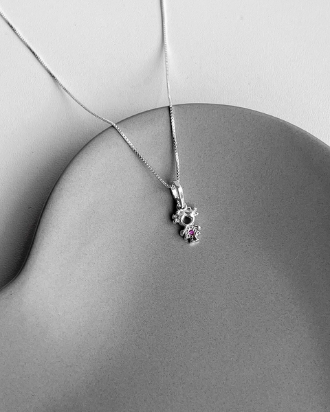 COLAR FILHA MINI ZIRCÔNIA ROSA - 45 CM [VE.131]