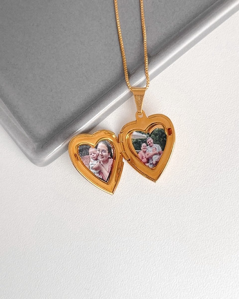 COLAR RELICÁRIO CORAÇÃO - 45 CM [TAL.373]