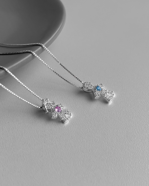 COLAR FILHO CRISTAL COM ZIRCÔNIA CORAÇÃO AZUL CÉU - 45 CM [BQ.133]