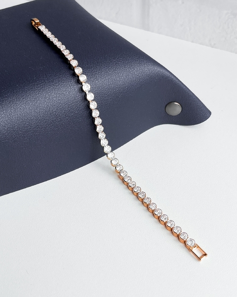 PULSEIRA RIVIERA ZIRCÔNIA CRISTAL REDONDA EMBUTIDA 4 MM - 18,5 CM [SX.294]