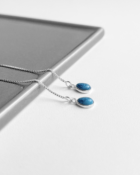 BRINCO FIO PEDRA GOTA TURQUESA [BQ.100]