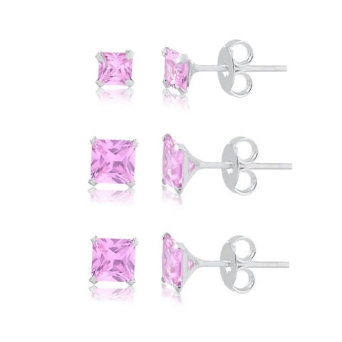 TRIO SOUL QUADRADO ZIRCÔNIA ROSA [L.048]