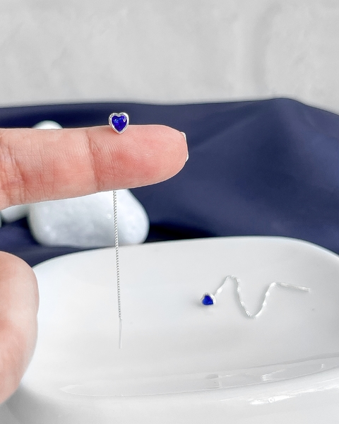 BRINCO FIO ZIRCÔNIA CORAÇÃO AZUL [VI.017]
