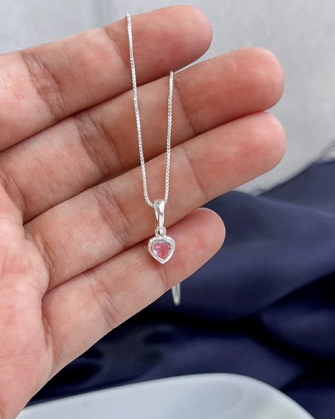 COLAR CORAÇÃO ROSA - 45 CM [VE.182]