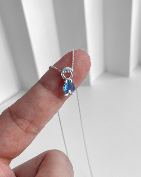 COLAR FILHO ZIRCÔNIA CORAÇÃO AZUL CÉU - 45 CM [VI.024]