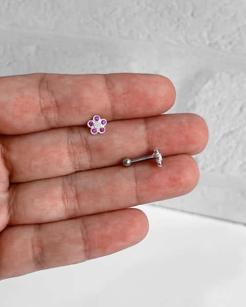 PIERCING FLOR ROSA - FURO PINO [VE.228]