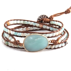 Pulseira Boho Chic Amazonita - 3 voltas