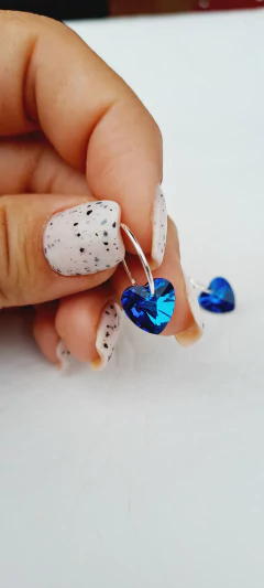 argollas (14mm) + dijes corazon (10mm) de cristal swarovski